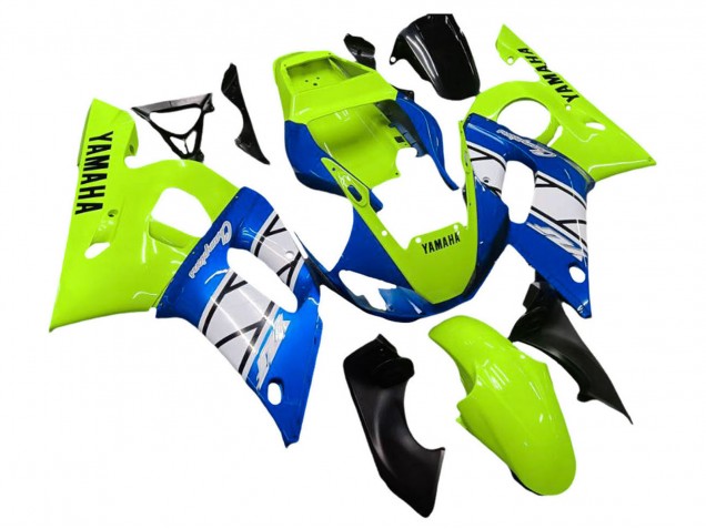 Migliori Carena Moto Yamaha YZF 600 R6 1998-2002 - Neon Verde Blu Bianco Champions