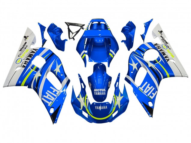 Migliori Carena Moto Yamaha YZF 600 R6 1998-2002 - Bianco Blu Neon Giallo Fiat Motul Michelin