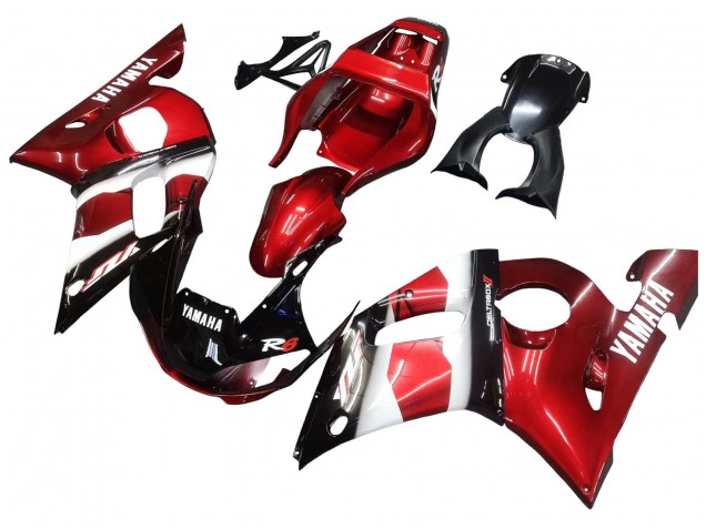 Migliori Carena Moto Yamaha YZF 600 R6 1998-2002 - Rosso Bianco Nero Lucido