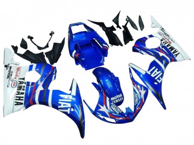 Migliori Carena Moto Yamaha YZF R6S 2006-2009 - Bianco Blu Fiat Motul Kastinee