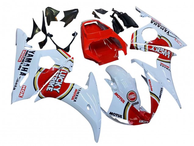 Migliori Carena Moto Yamaha YZF R6 2003-2004 - Bianco Rosso Lucky Strike Motul