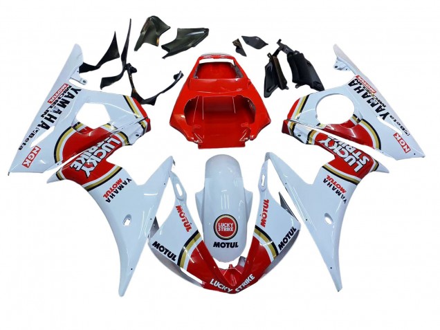 Migliori Carena Moto Yamaha YZF R6 2003-2004 - Bianco Rosso Lucky Strike Motul