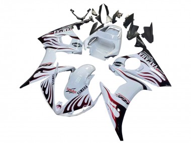 Migliori Carena Moto Yamaha YZF R6S 2006-2009 - Bianco Dark Nero Fiamma