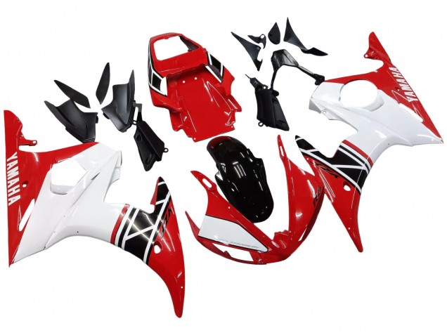 Migliori Carena Moto Yamaha YZF R6 2003-2004 - Bianco Rosso Nero Lucido
