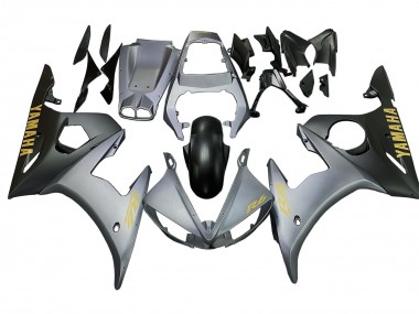 Migliori Carena Moto Yamaha YZF R6 2003-2004 - Grigio Opaco Nero Opaco Oro Decals