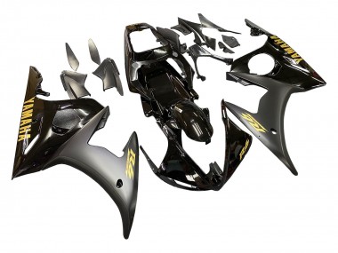 Migliori Carena Moto Yamaha YZF R6S 2006-2009 - Nero Lucido Nero Opaco Oro Decals