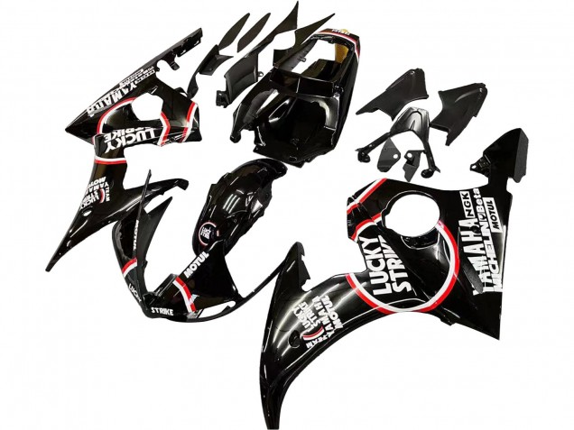 Migliori Carena Moto Yamaha YZF R6S 2006-2009 - Nero Lucido Rosso Bianco Lucky Strike Motul