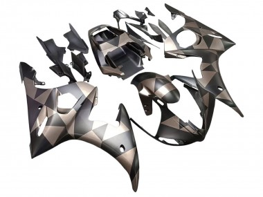 Migliori Carena Moto Yamaha YZF R6S 2006-2009 - Grigio Nero Opaco Geometrico