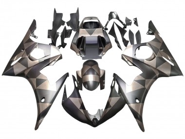 Migliori Carena Moto Yamaha YZF R6S 2006-2009 - Grigio Nero Opaco Geometrico