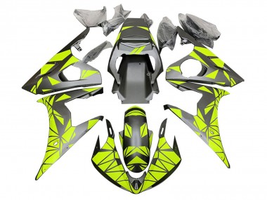 Migliori Carena Moto Yamaha YZF R6 2003-2004 - Neon Verde Nero Opaco Geometrico