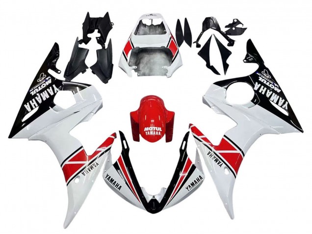 Migliori Carena Moto Yamaha YZF R6 2003-2004 - Bianco Rosso Nero Lucido Motul