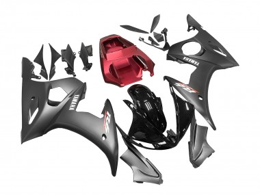 Migliori Carena Moto Yamaha YZF R6 2003-2004 - Rosso Nero Lucido Nero Opaco