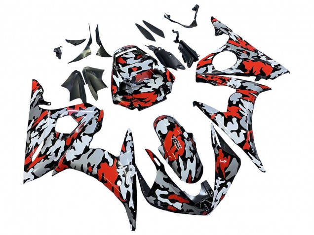 Migliori Carena Moto Yamaha YZF R6 2003-2004 - Nero Rosso Grigio Camouflage