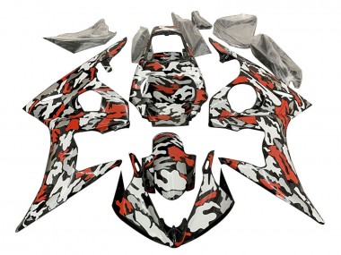 Migliori Carena Moto Yamaha YZF R6 2003-2004 - Nero Rosso Grigio Camouflage