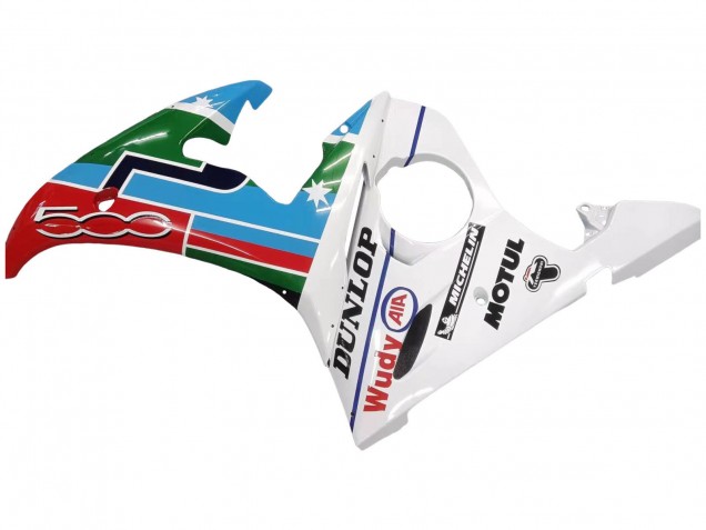 Migliori Carena Moto Yamaha YZF 600 R6 2005 - Azzurro Chiaro Bianco Verde Rosso Kastinee Dunlop Motul