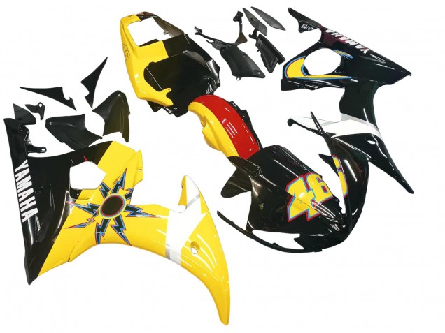 Migliori Carena Moto Yamaha YZF 600 R6 2005 - Nero Giallo Rosso 46