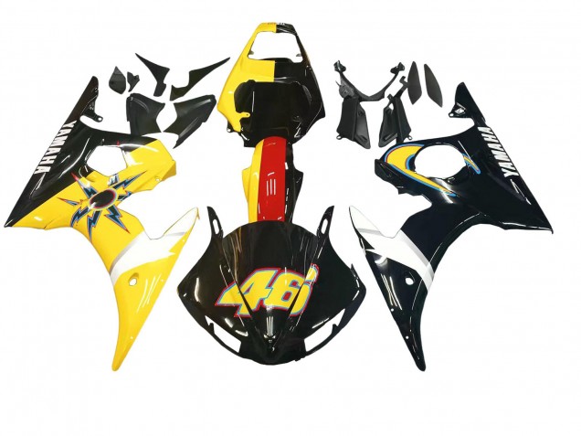Migliori Carena Moto Yamaha YZF 600 R6 2005 - Nero Giallo Rosso 46