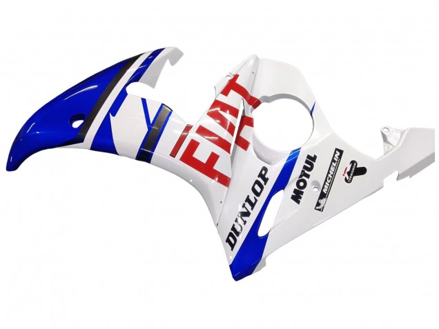 Migliori Carena Moto Yamaha YZF 600 R6 2005 - Bianco Blu Dunlop Fiat Motul