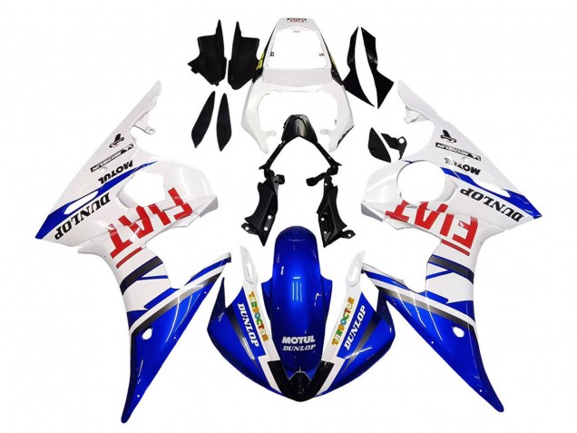 Migliori Carena Moto Yamaha YZF 600 R6 2005 - Bianco Blu Dunlop Fiat Motul