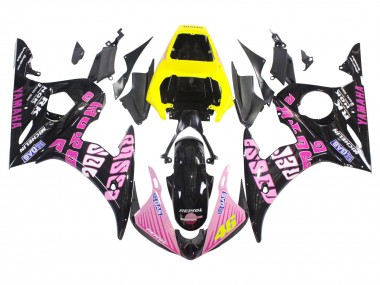 Migliori Carena Moto Yamaha YZF 600 R6 2005 - Nero Rosa Giallo Repsol 46