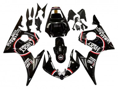 Migliori Carena Moto Yamaha YZF 600 R6 2005 - Nero Lucido Bianco Lucky Strike Motul
