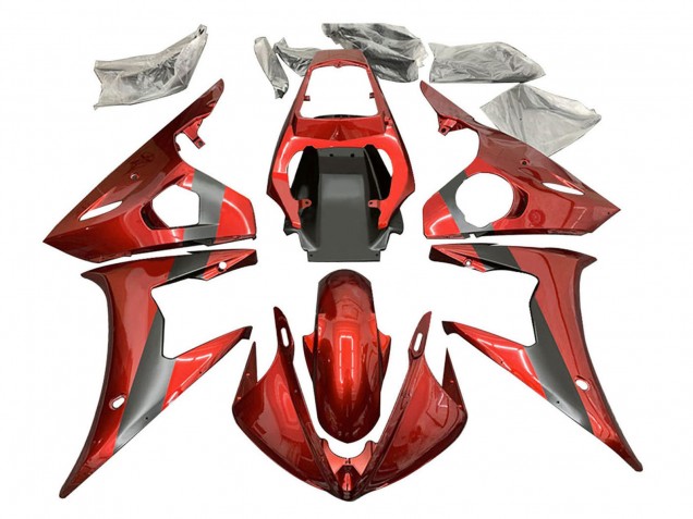 Migliori Carene Moto Yamaha YZF 600 R6 2005 - Rosso Nero Opaco