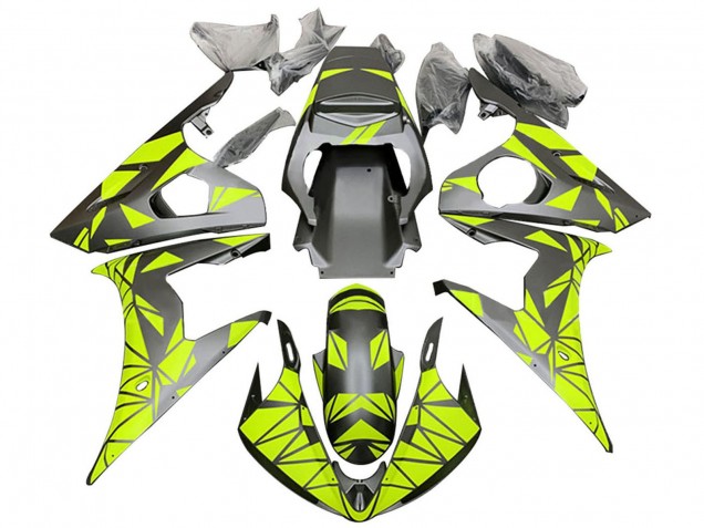 Migliori Carene Moto Yamaha YZF 600 R6 2005 - Nero Opaco Neon Verde