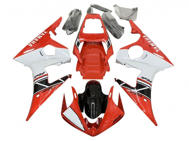 Migliori Carene Moto Yamaha YZF 600 R6 2005 - Bianco Rosso Nero Lucido