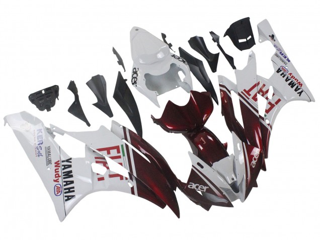 Migliori Carena Moto Yamaha YZF 600 R6 2006-2007 - Bianco Rosso Bordeaux Fiat Acer Yamalube