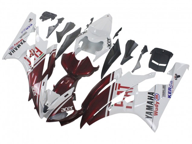 Migliori Carena Moto Yamaha YZF 600 R6 2006-2007 - Bianco Rosso Bordeaux Fiat Acer Yamalube