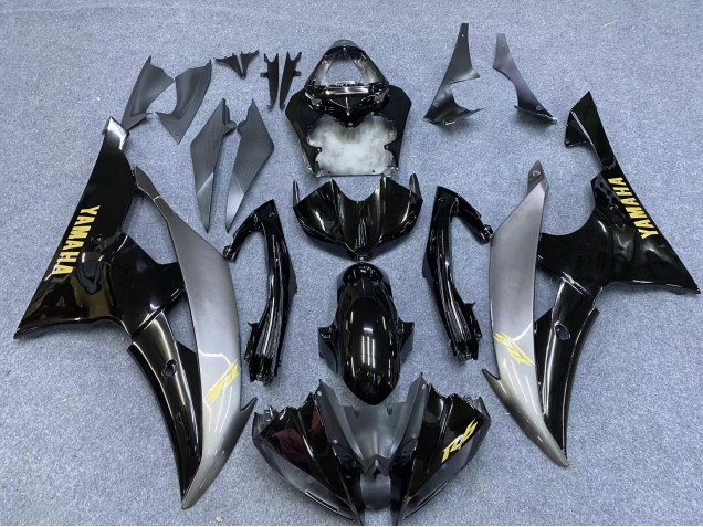 Migliori Carena Moto Yamaha YZF 600 R6 2006-2007 - Argento Nero Lucido Oro Decals