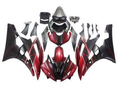 Migliori Carena Moto Yamaha YZF 600 R6 2006-2007 - Rosso Nero Opaco