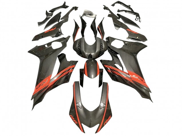 Migliori Carene Moto Yamaha YZF 600 R6 2017-2025 - Rosso Nero Fibra di Carbonio Stile