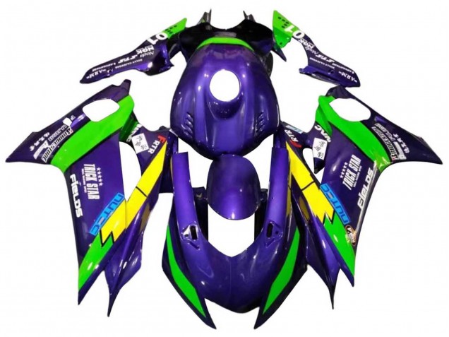 Migliori Carena Moto Yamaha YZF 600 R6 2017-2023 - Verde Viola Giallo Nero Trick Star