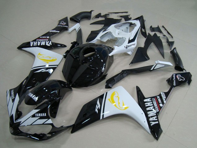 Migliori Carena Moto Yamaha YZF R1 2007-2008 - Bianco Nero Giallo Dolphin
