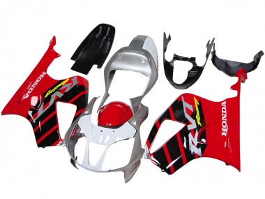Migliori Carena Moto Honda VTR1000 2000-2006 - Argento Rosso Nero Banda Corsa