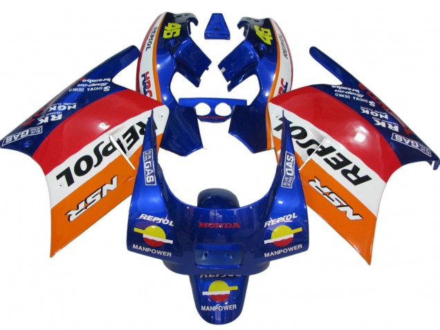 Migliori Carena Moto Honda NSR250R 1988-1989 - Arancia Bianco Rosso Blu Repsol