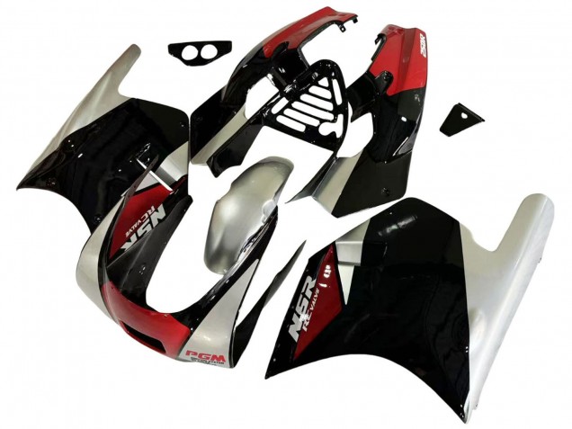 Migliori Carena Moto Honda NSR250R 1988-1989 - Argento Rosso Nero Lucido