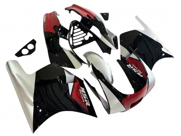 Migliori Carena Moto Honda NSR250R 1988-1989 - Argento Rosso Nero Lucido