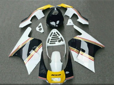 Migliori Carena Moto Honda NSR250R 1988-1989 - Bianco Giallo Oro Nero Lucido