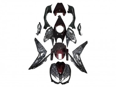 Migliori Carena Moto Kawasaki Z1000 2014-2019 - Nero Rosso Forgiato Fibra di Carbonio