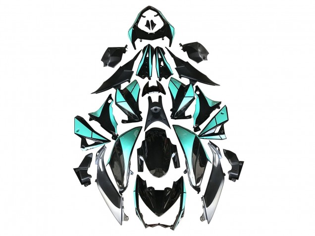 Migliori Carena Moto Kawasaki Z1000 2014-2019 - Azzurro Chiaro Nero Lucido Argento