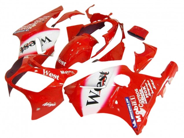 Migliori Carena Moto Kawasaki ZX12R 2000-2001 - Rosso Bianco Nero West