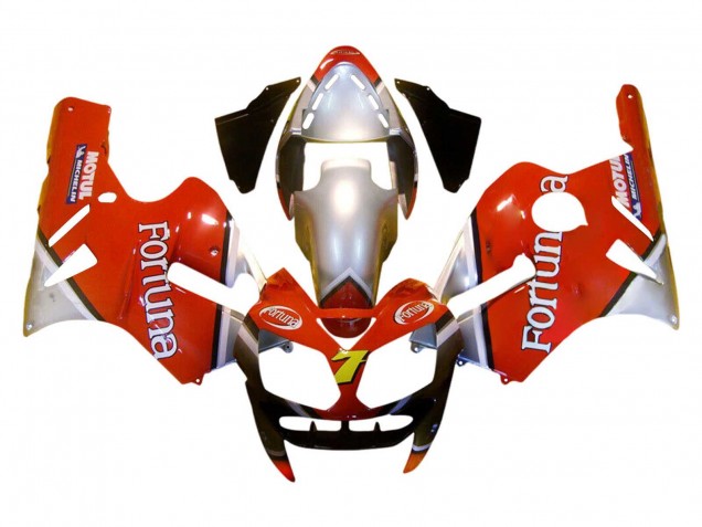 Migliori Carena Moto Kawasaki ZX12R 2002-2006 - Rosso Argento Fortuna