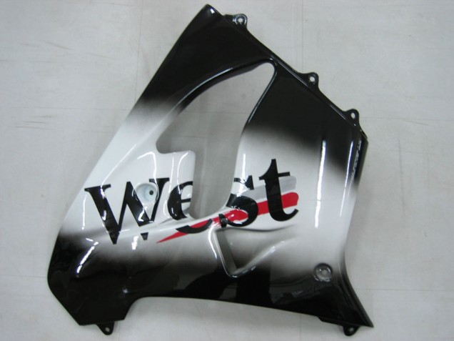 Migliori Carena Moto Kawasaki ZX9R 2000-2001 - Nero Lucido Bianco West