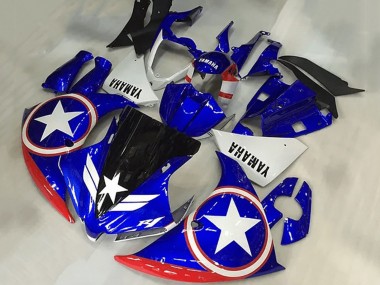 Migliori Carena Moto Yamaha YZF R1 2009-2011 - Blu Bianco Rosso Nero Stella Captain America