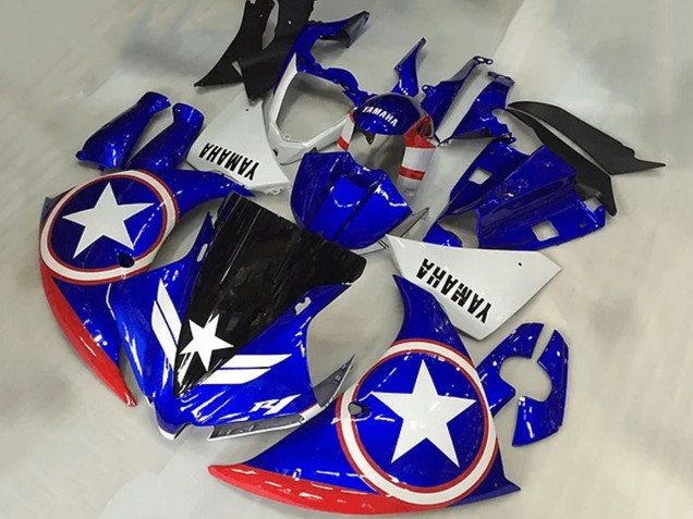 Migliori Carena Moto Yamaha YZF R1 2009-2011 - Blu Bianco Rosso Nero Stella Captain America