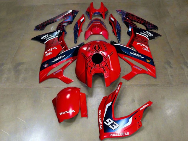 Migliori Carena Moto Honda CBR650R 2019-2020 - Rosso Bianco Blu Scuro HRC Pull&Orso 93