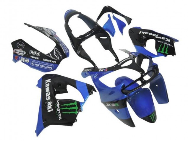 Migliori Carena Moto Kawasaki ZX9R 2000-2001 - Blu Nero Verde Mostro