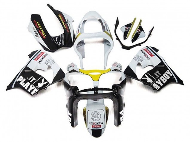 Migliori Carena Moto Kawasaki ZX9R 2002-2003 - Bianco Nero Giallo Playboy